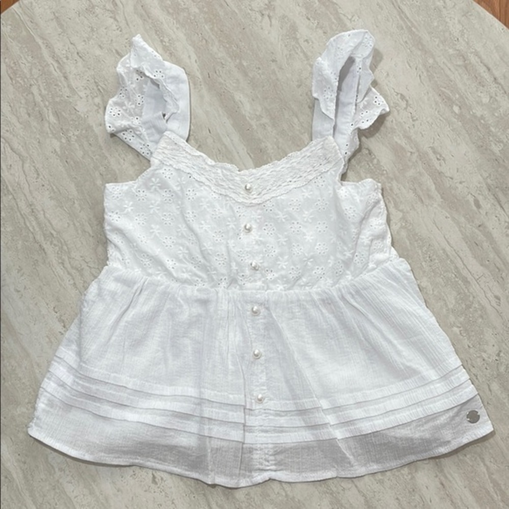 NWOT Justice White Cotton Tank Top Blouse *M (10)